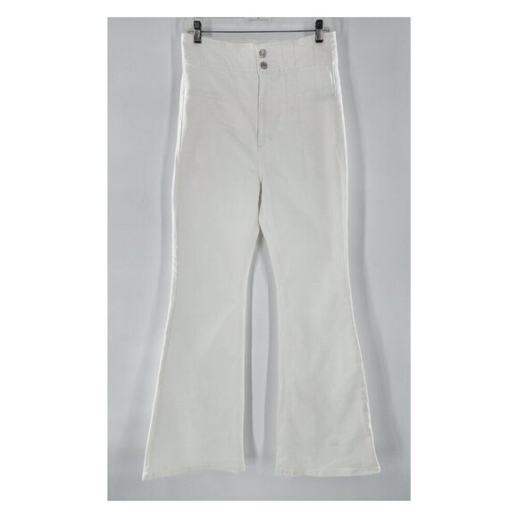 FREE PEOPE WE THE FREE Jayde Flare Jeans High Rise in Pure White - Picture 5 of 8